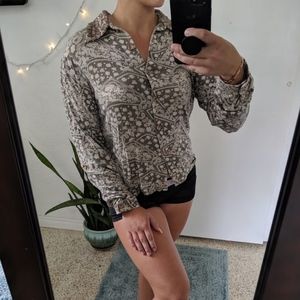 Paisley Open Back Button Up Blouse